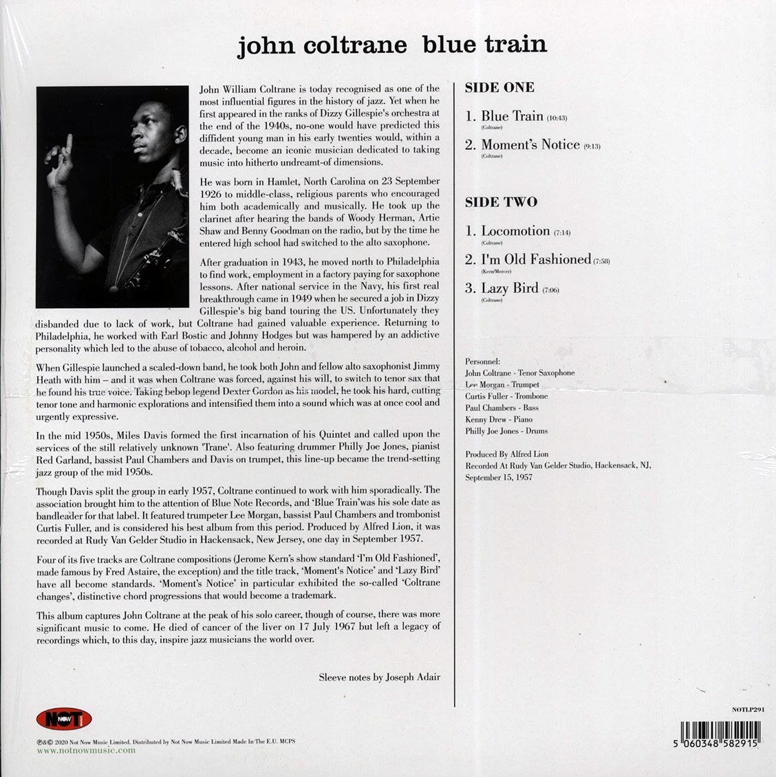John Coltrane - Blue Train (mono) (180g) (colored vinyl)