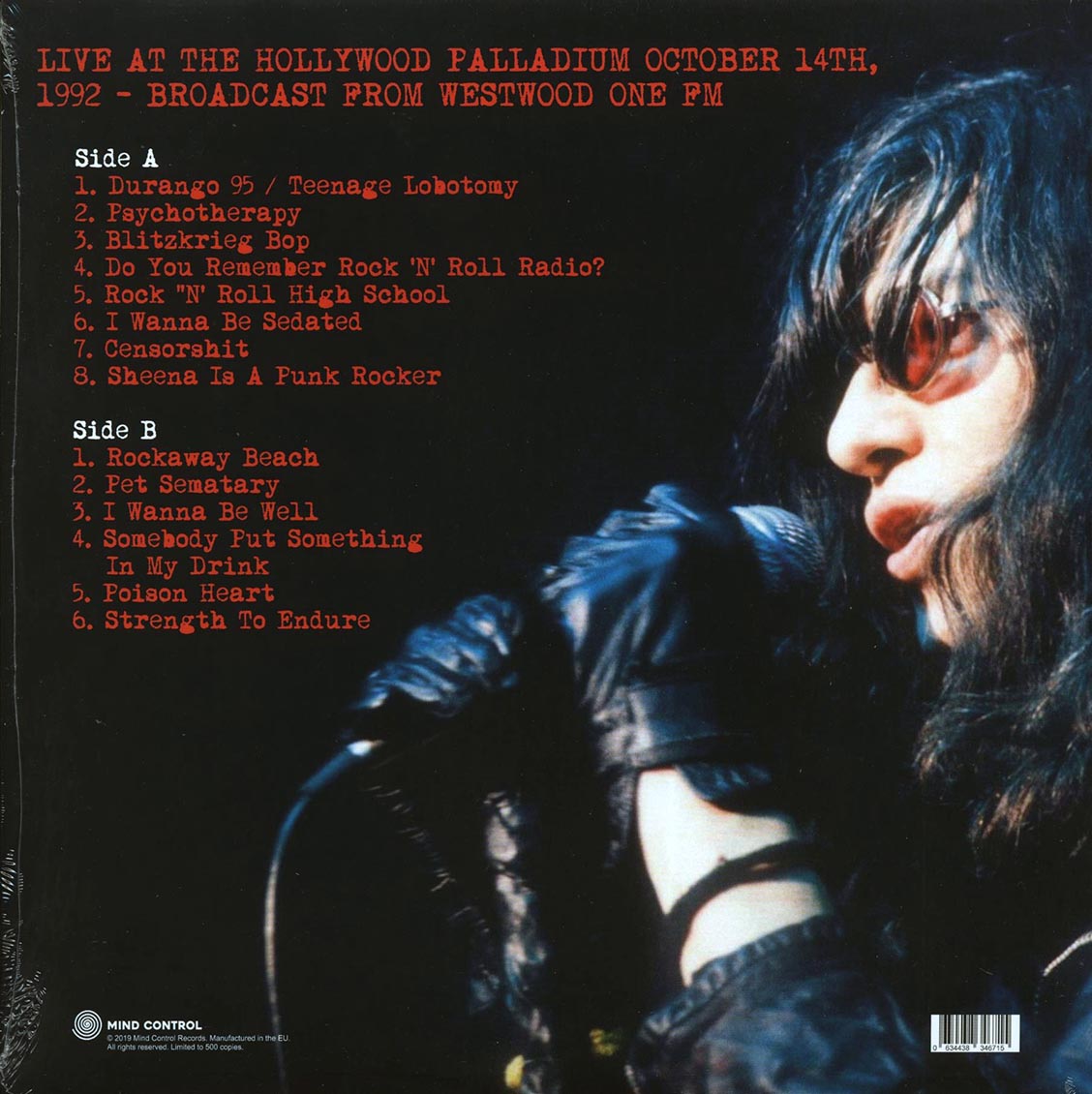 The Ramones - Live At The Hollywood Palladium, October 14th 1992 (ltd. 500 copies made) (orange vinyl)