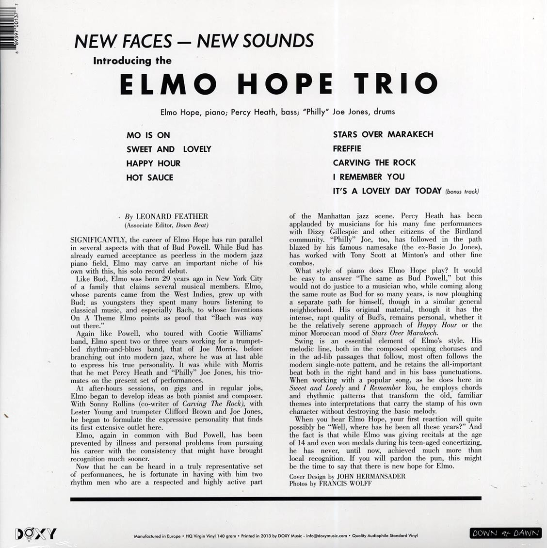 Elmo Hope Trio - New Faces, New Sounds