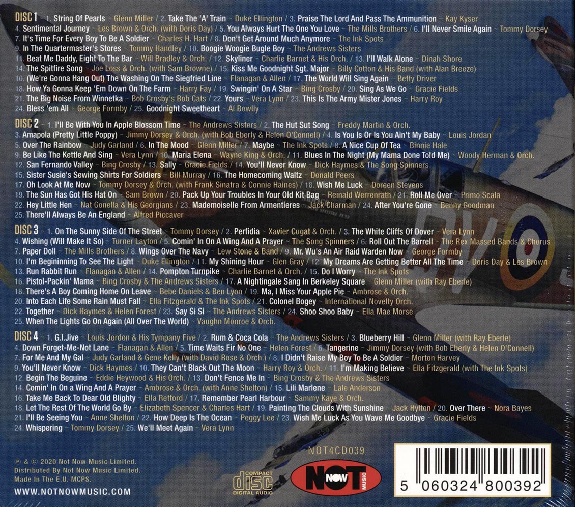 Glenn Miller, Les Brown, Duke Ellington, Mills Brothers, Kay Kyser, Etc. - 100 Wartime Memories (100 tracks) (4xCD) (deluxe 4-fold digipak)