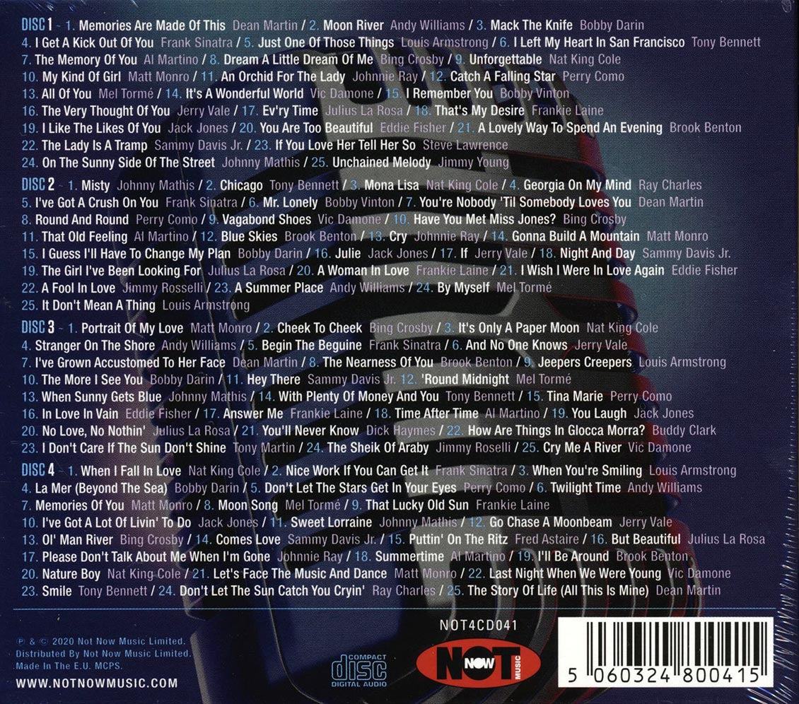 Dean Martin, Frank Sinatra, Andy Williams, Bing Crosby, Louis Armstrong, Etc. - 100 Hits Of The Great Crooners (100 tracks) (4xCD) (deluxe 4-fold digipak)