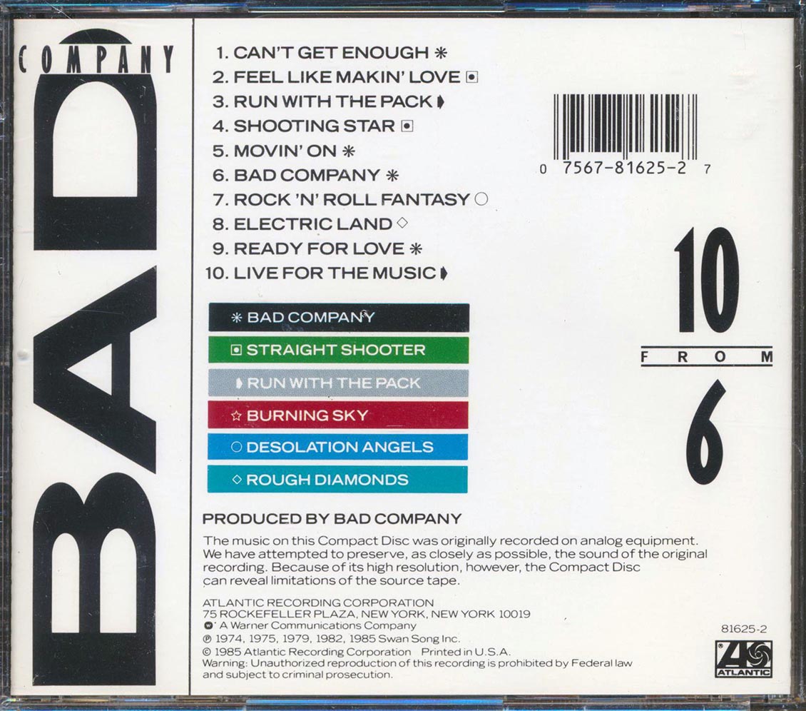 Bad Company - 10 From 6