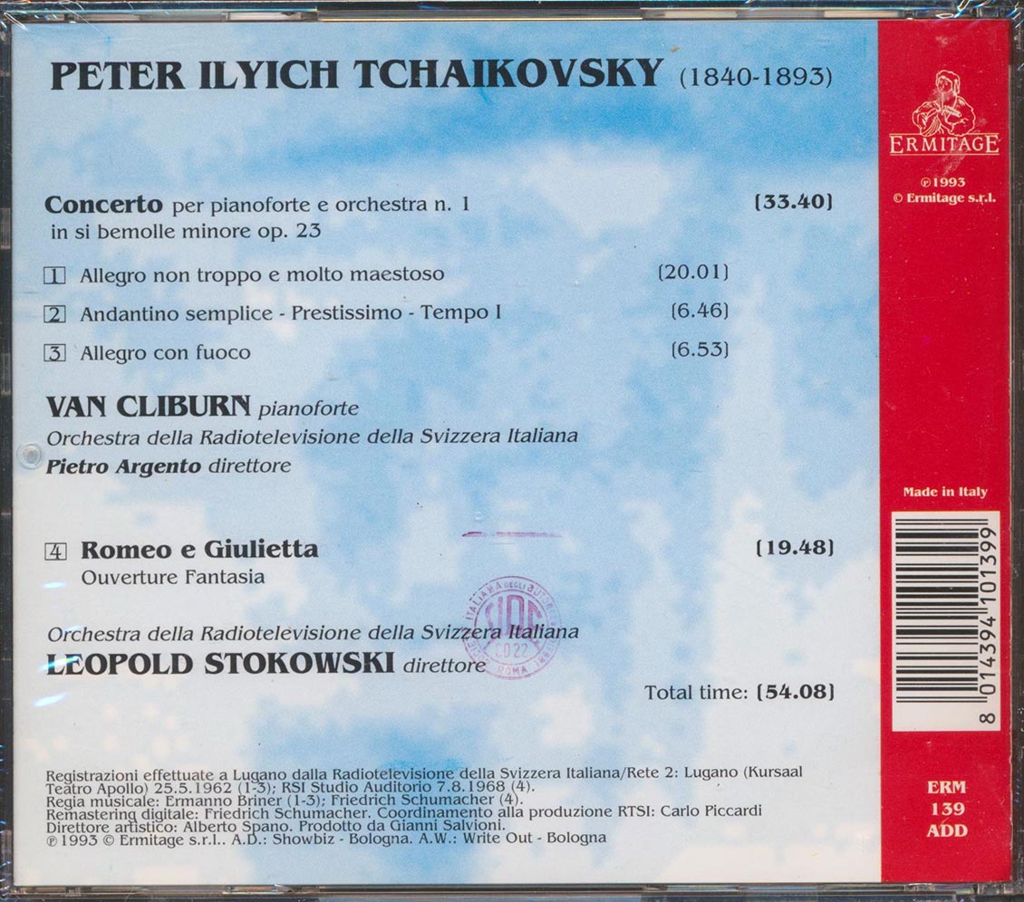 Pyotr Ilyich, Tchaikovsky, Van Cliburn, Leopold Stokowski - Concerto Per Pianoforte E Orchestra; Romeo E Giulietta