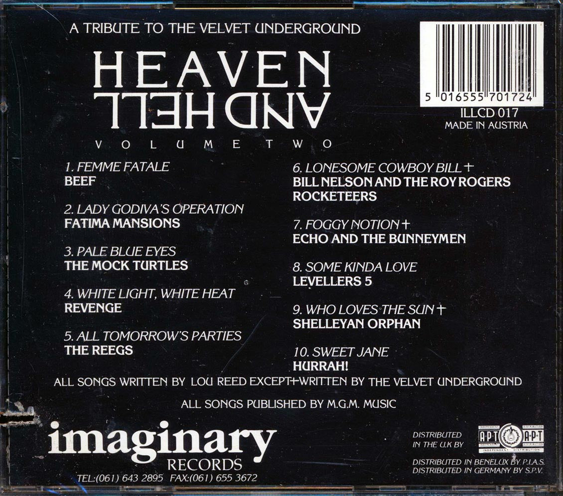 Beef, Fatima Mansions, The Mock Turtles, Etc. - Heaven & Hell: A Tribute To The Velvet Underground Volume 2 (marked/ltd stock)