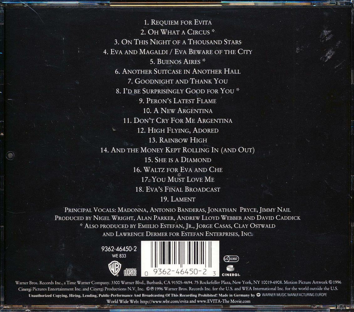Andrew Lloyd Webber, Tim Rice - Evita: Music From The Motion Picture