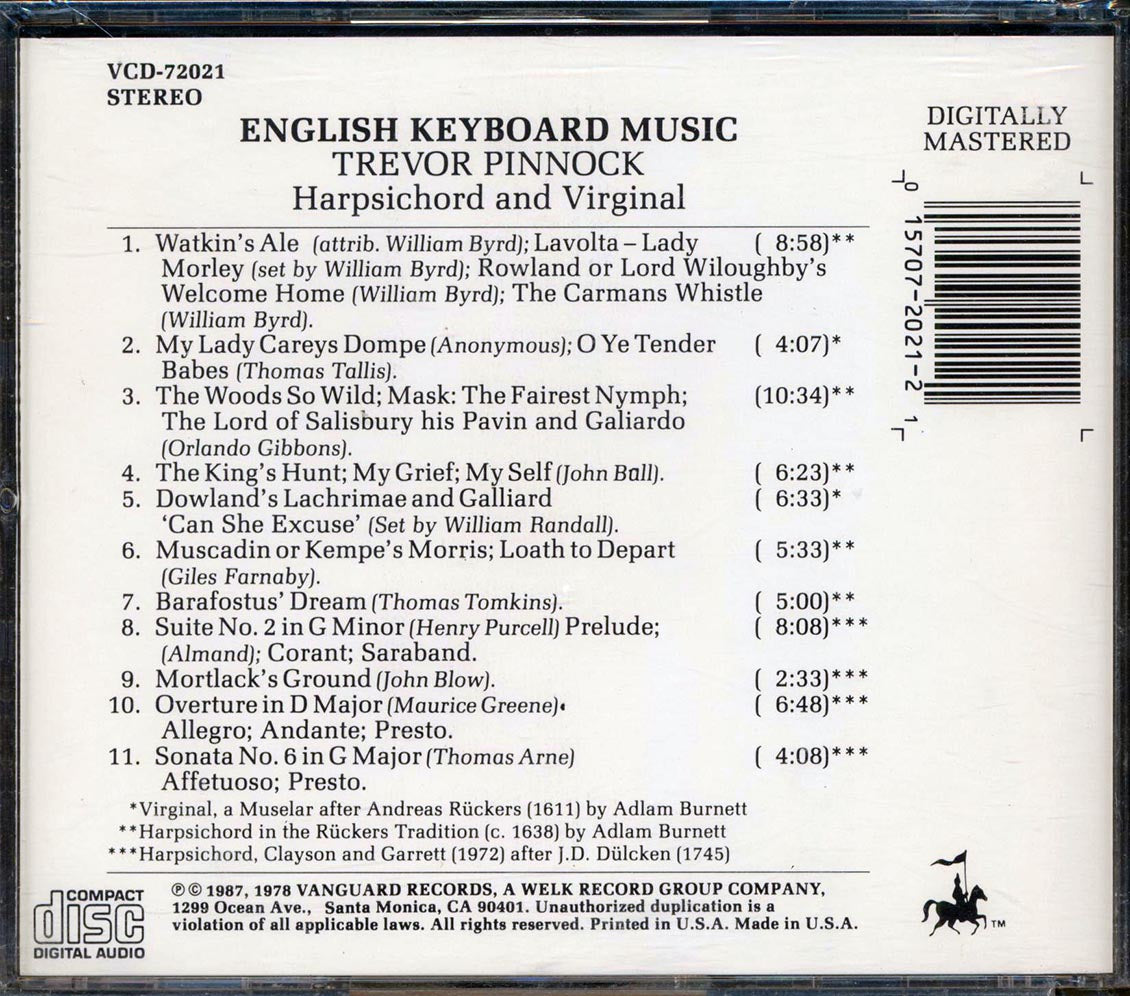 Trevor Pinnock - English Keyboard Music: Harpsichord And Virginal