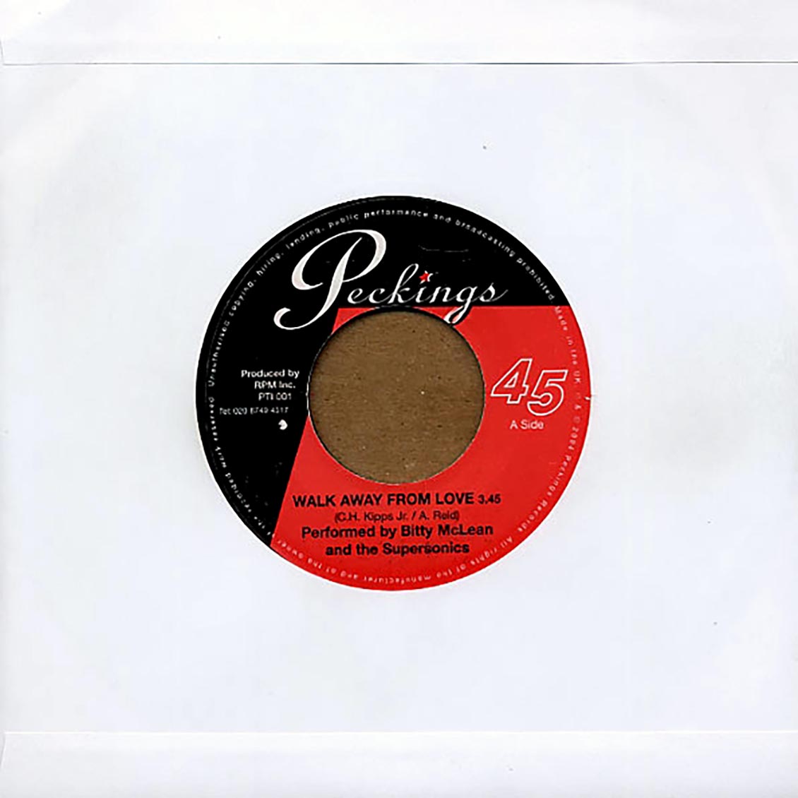 Bitty McLean, The Supersonics - Walk Away From Love  /  Supersonics - Version