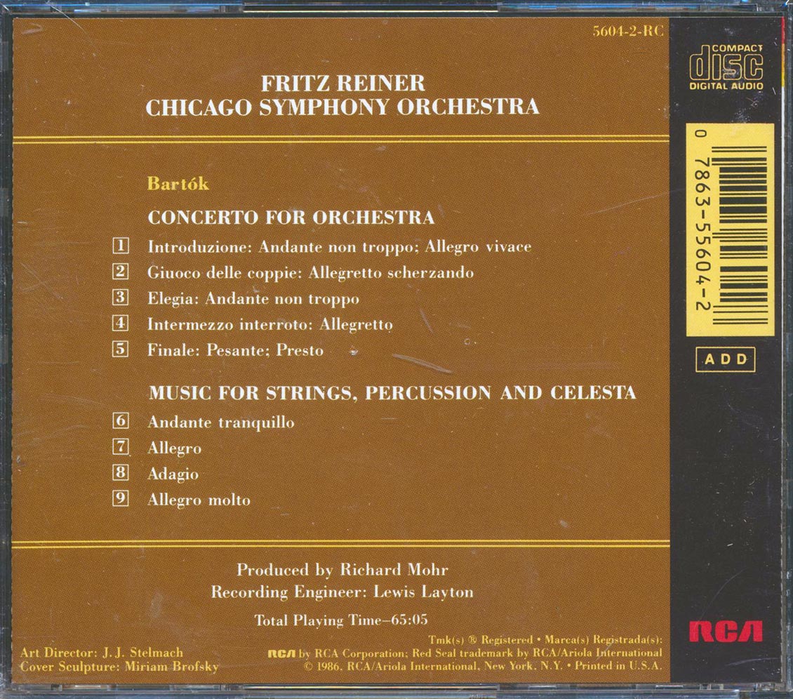 Fritz Reiner, Chicago Symphony, Bartok - Concerto For Orchestra; Music For Strings; Percussion And Celesta