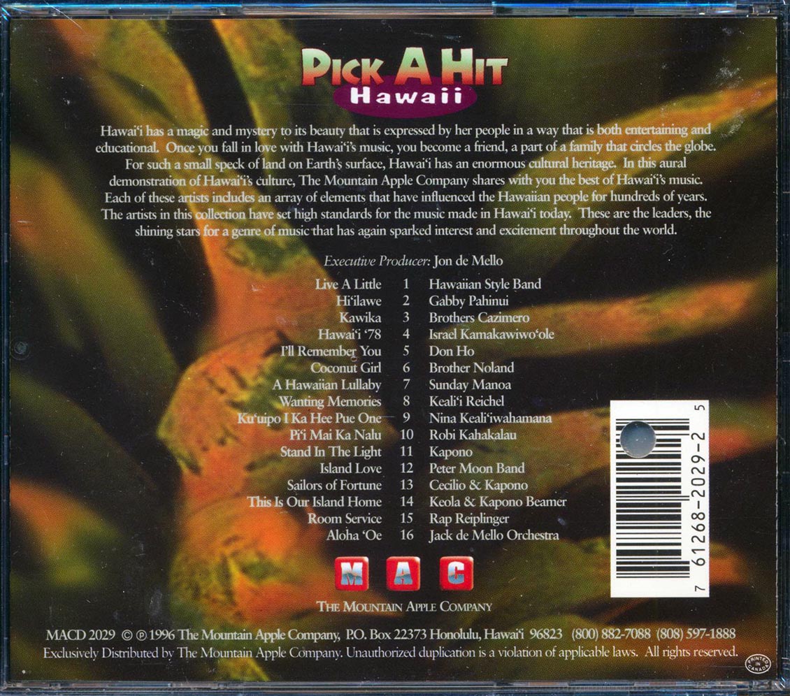 Hawaiian Style Band, Gabby Pahinui, The Brothers Cazimero, Etc. - Pick A Hit Hawaii
