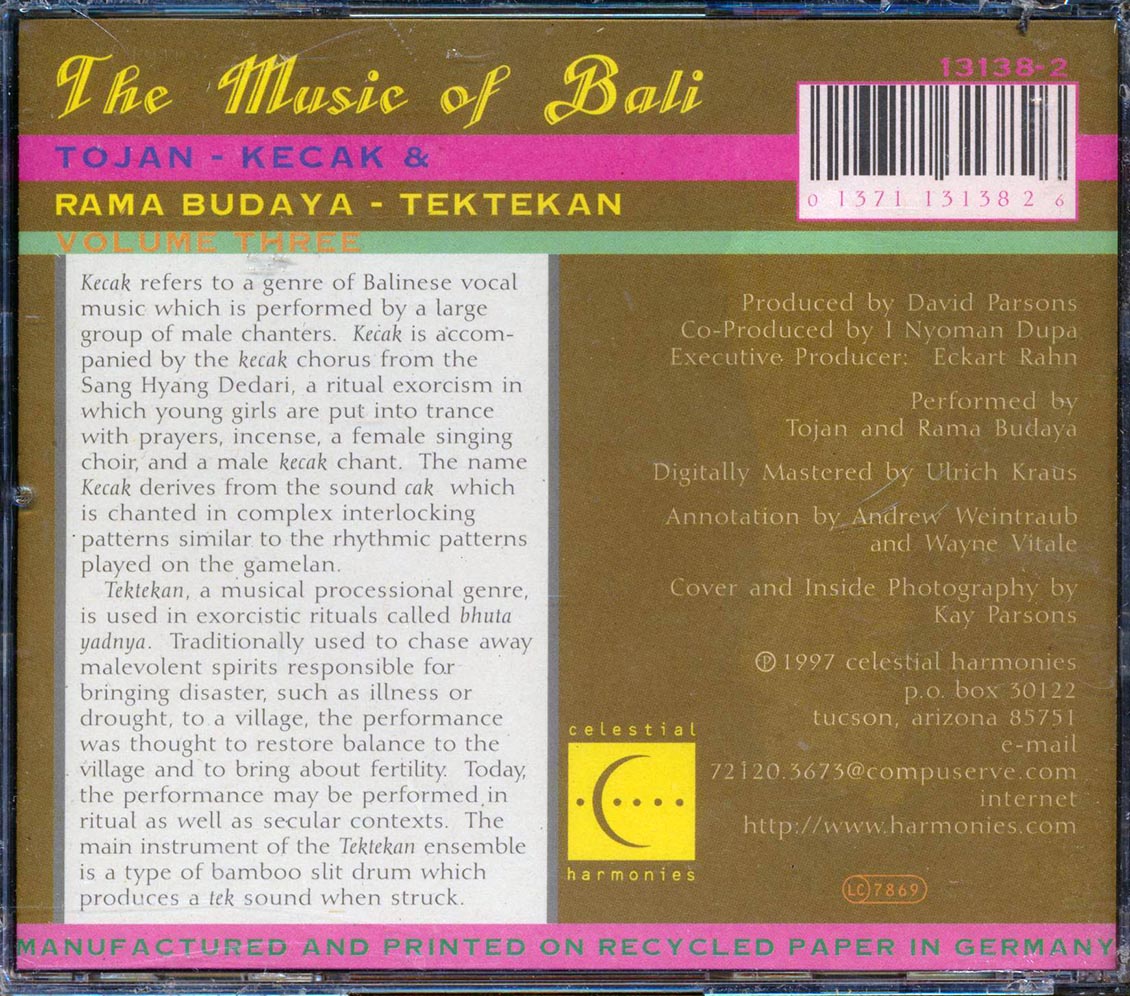 Tojan & Rama Budaya - Kecak & Tektekan: The Music Of Bali Volume 3