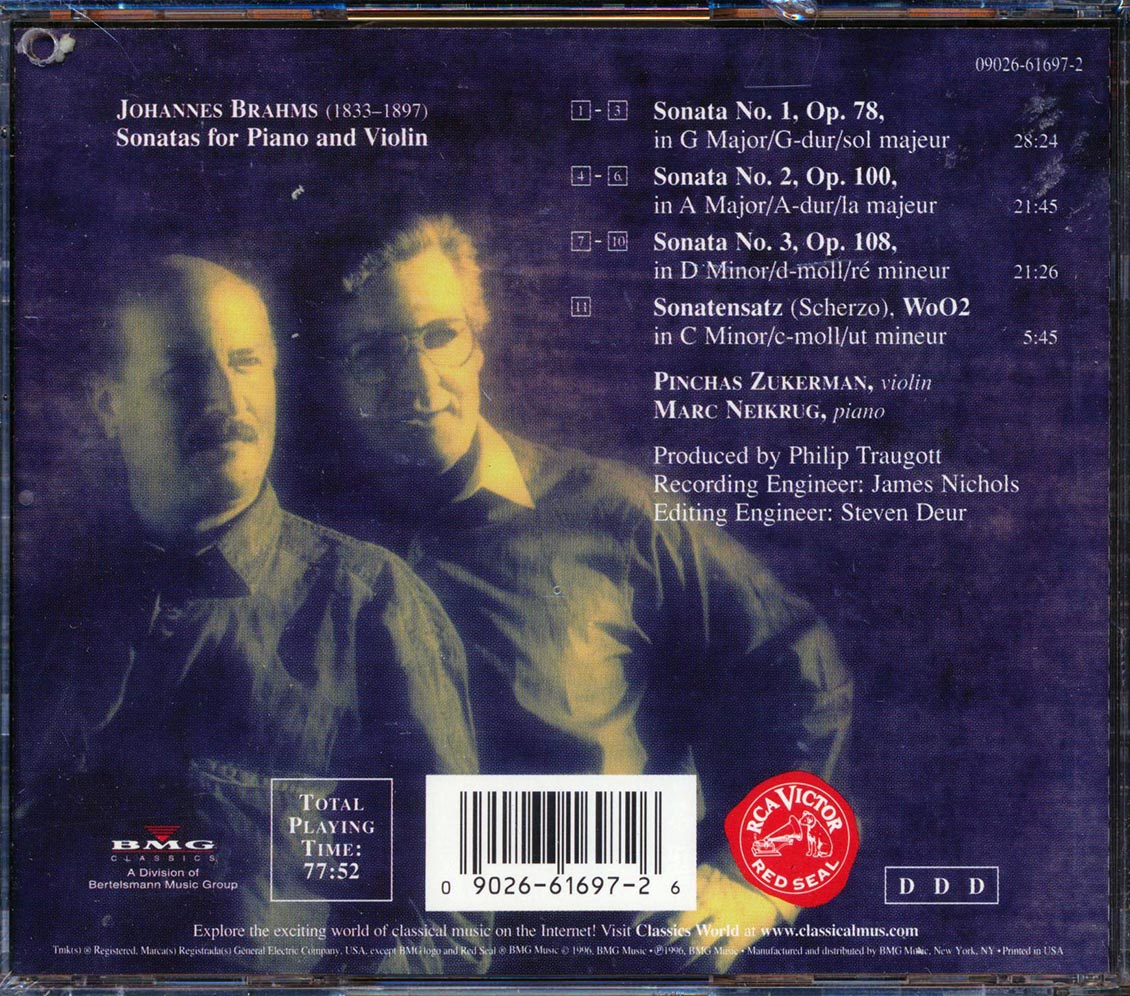 Brahms, Pinchas Zukerman, Marc Neikrug - Violin Sonatas