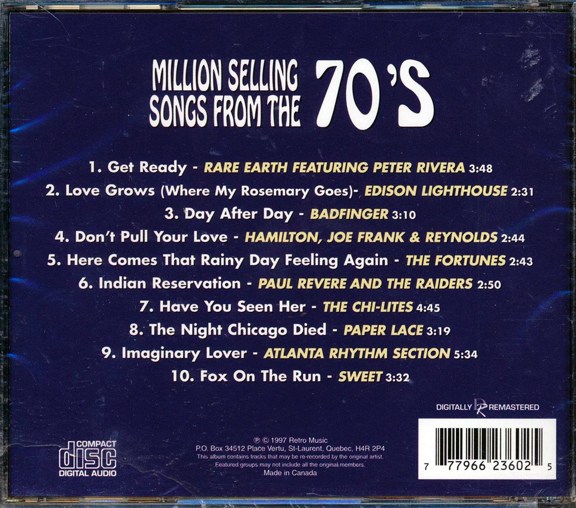 Rare Earth, Edison Lighthouse, Badfinger, Etc. - Million Selling Songs From The 70s