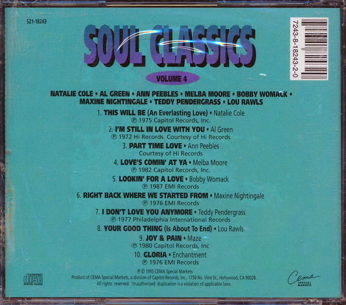 Al Green, Natalie Cole, Ann Peebles, Bobby Womack, Etc. - Soul Classics Volume 4