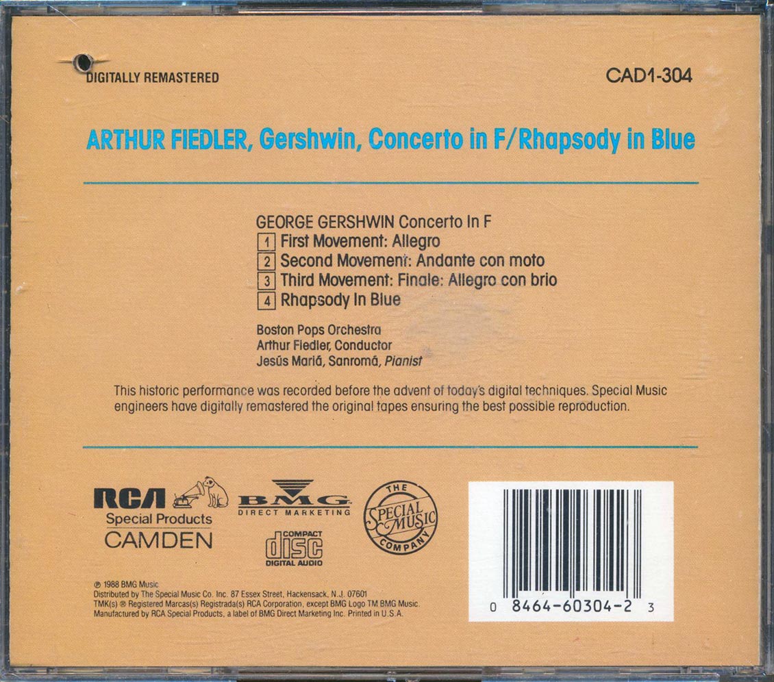 Arthur Fiedler, Boston Pops Orchestra, Jesus Maria Sanroma, Gershwin - Concerto In F; Rhapsody In Blue