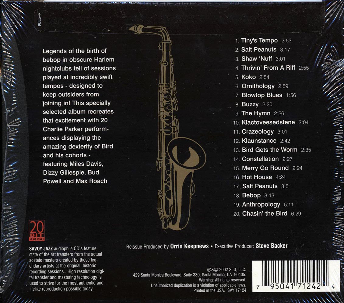 Charlie Parker - Burnin' Bird (20 tracks) (deluxe 3-fold digipak)