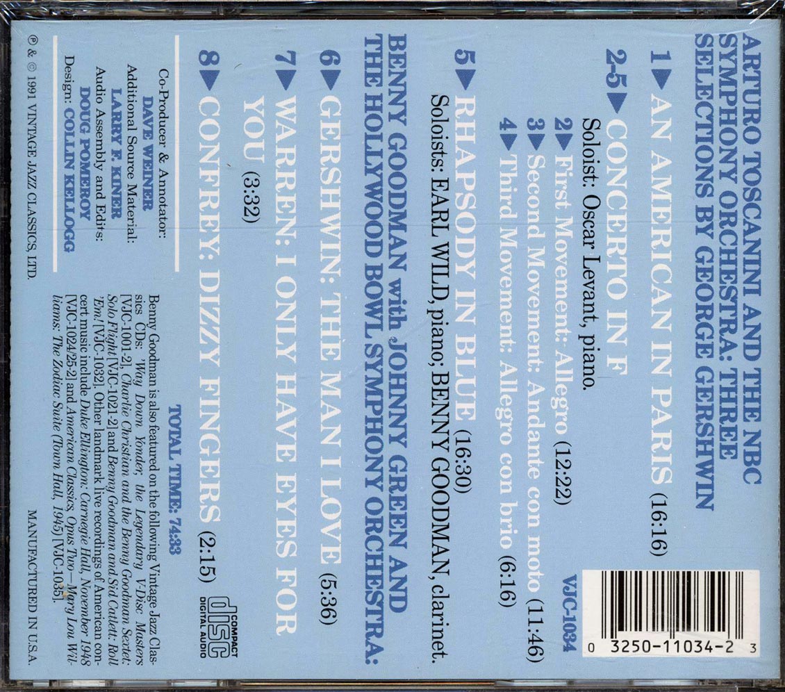 Arturo Toscanini, Benny Goodman, Johnny Green, George Gershwin - Rhapsody In Blue; An American In Paris Concerto In F