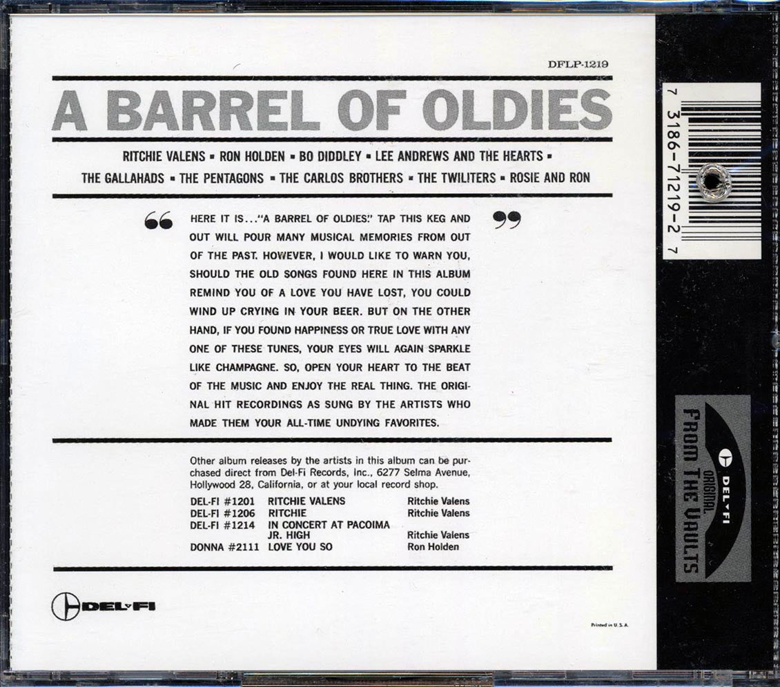 Ritchie Valens, The Gallahads, Bo Diddley, Etc. - A Barrel Of Oldies (marked/ltd stock)