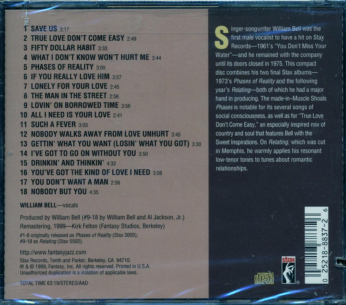 William Bell - Phases Of Reality: Relating (2 albums on 1 CD) (marked/ltd stock)