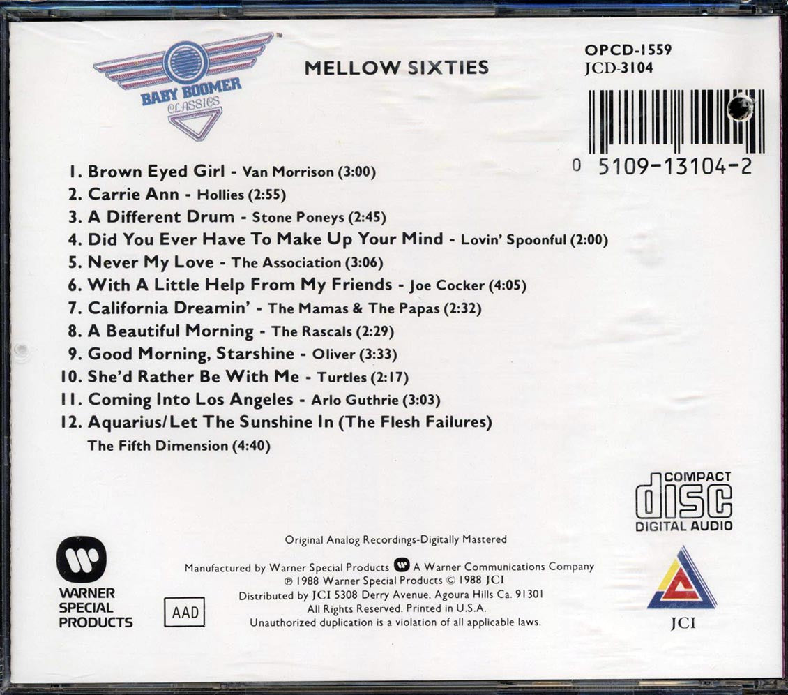 Van Morrison, Hollies, The Lovin' Spoonful, Etc. - Mellow Sixties: Twelve Easy Rockin' Hits Of The Sixties (marked/ltd stock)