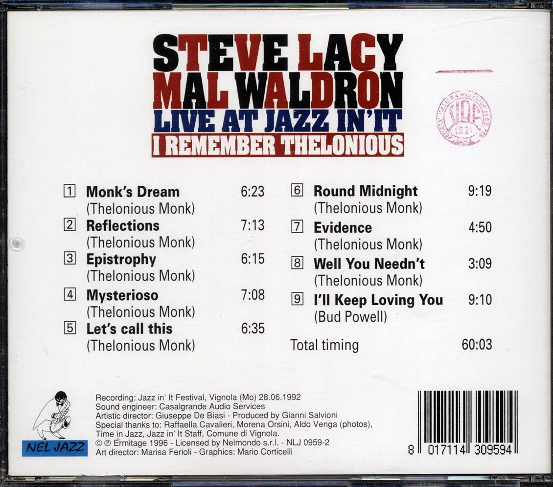 Steve Lacy, Mal Waldron - Live At Jazz International: I Remember Thelonious
