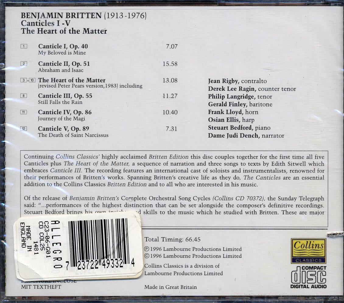 Benjamin Britten - Canticles: The Heart Of The Matter (marked/ltd stock)