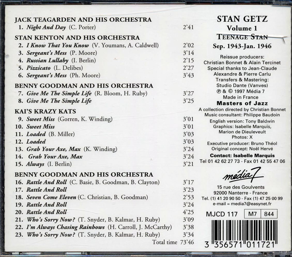 Stan Getz - Volume 1: Teenage Stan 1943-1946 Complete Edition