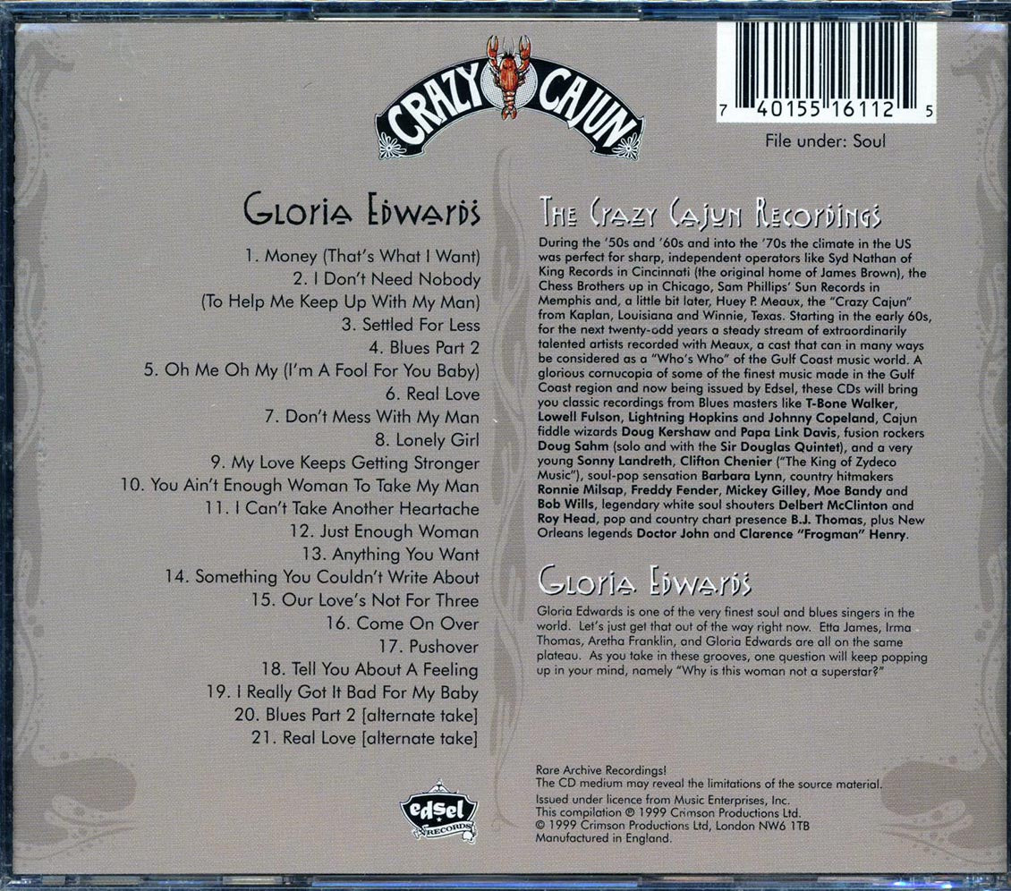Gloria Edwards - Soul Queen Of Texas: The Crazy Cajun Recordings (29 tracks)