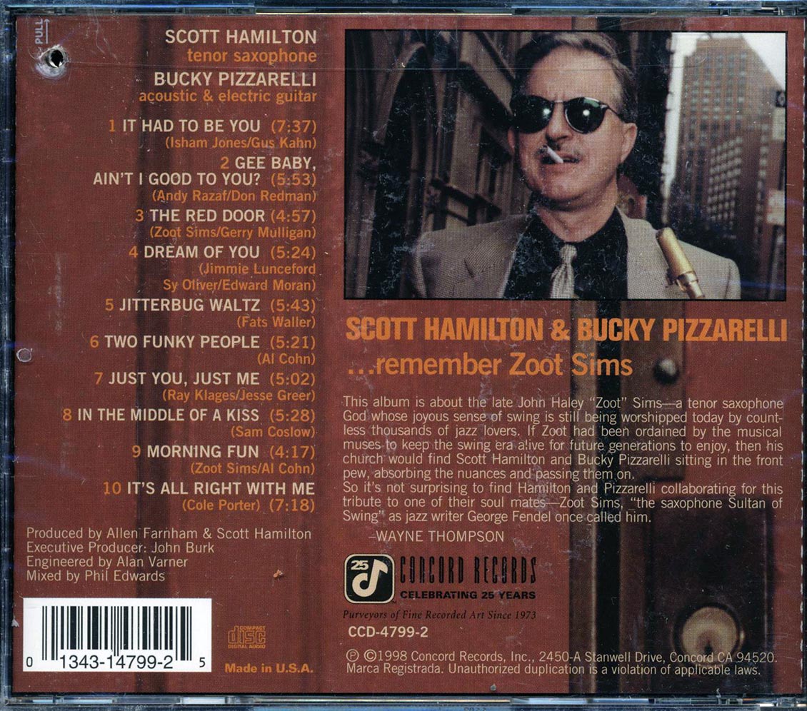 Scott Hamilton, Bucky Pizzarelli - The Red Door: Remember Zoot Sims (marked/ltd stock)