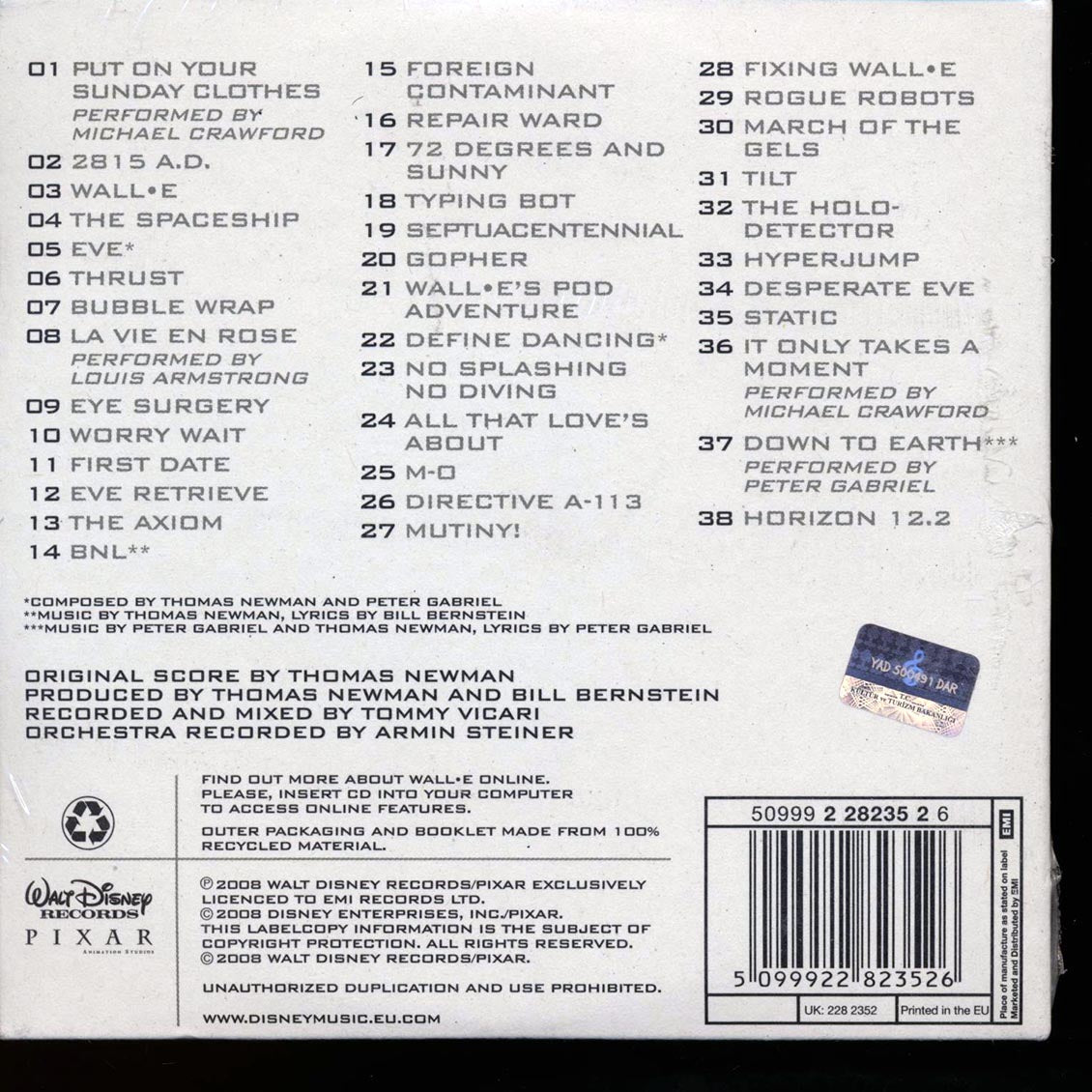 Thomas Newman - WALL E: An Original Walt Disney Records Soundtrack (38 tracks) (deluxe mini-LP slipsleeve edition)