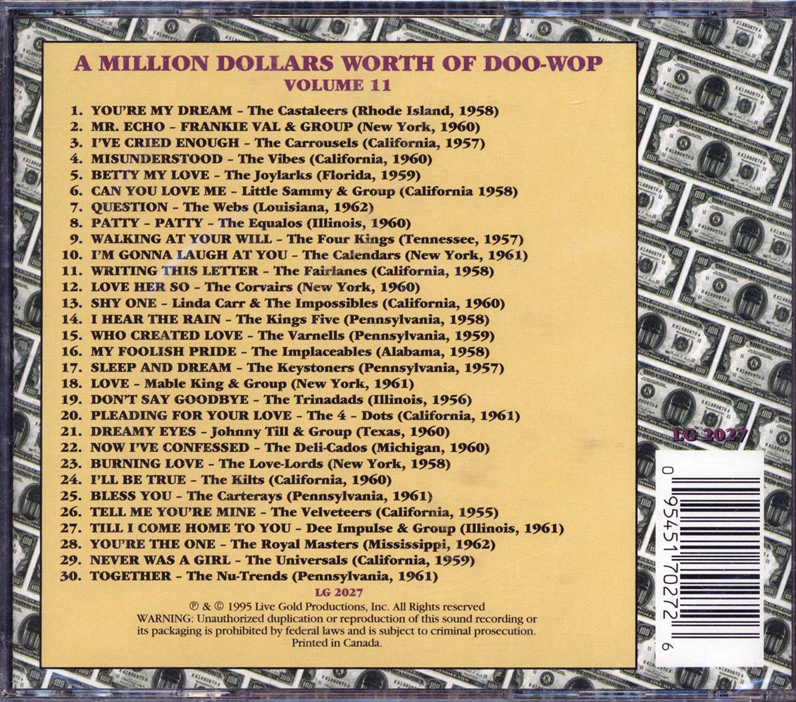 The Castaleers, Frankie Val & Group, Carousels, The Vibes, Etc. - A Million Dollars Worth Of Doo-Wop Volume 11 (30 tracks)