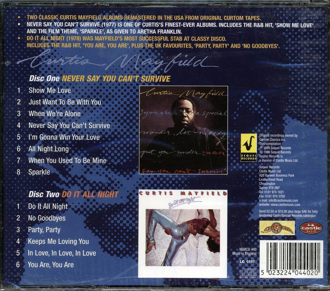 Curtis Mayfield - Never Say You Can't Survive + Do It All Night (2 albums on 2 CDs) (2xCD)