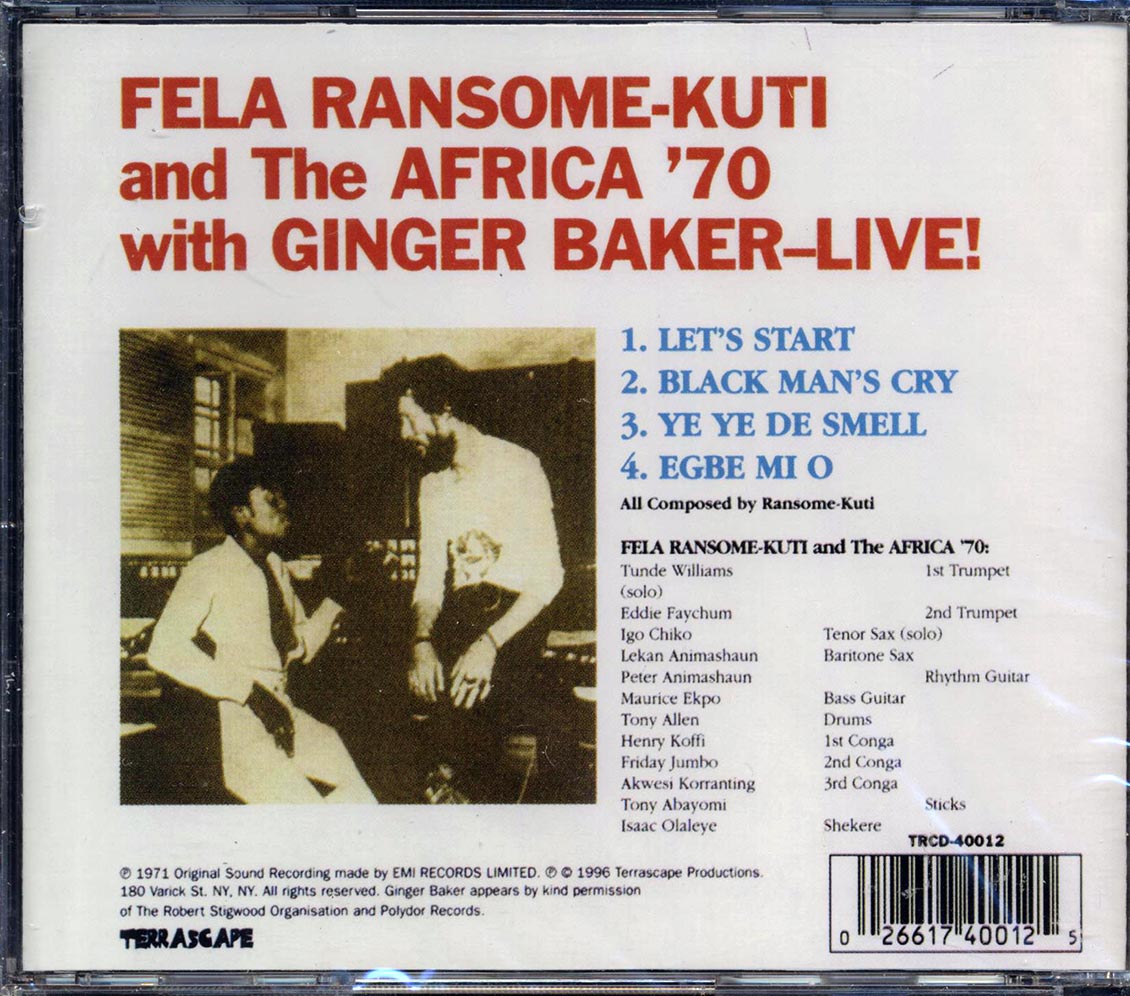 Fela Kuti - Live: With Ginger Baker And The Africa '70