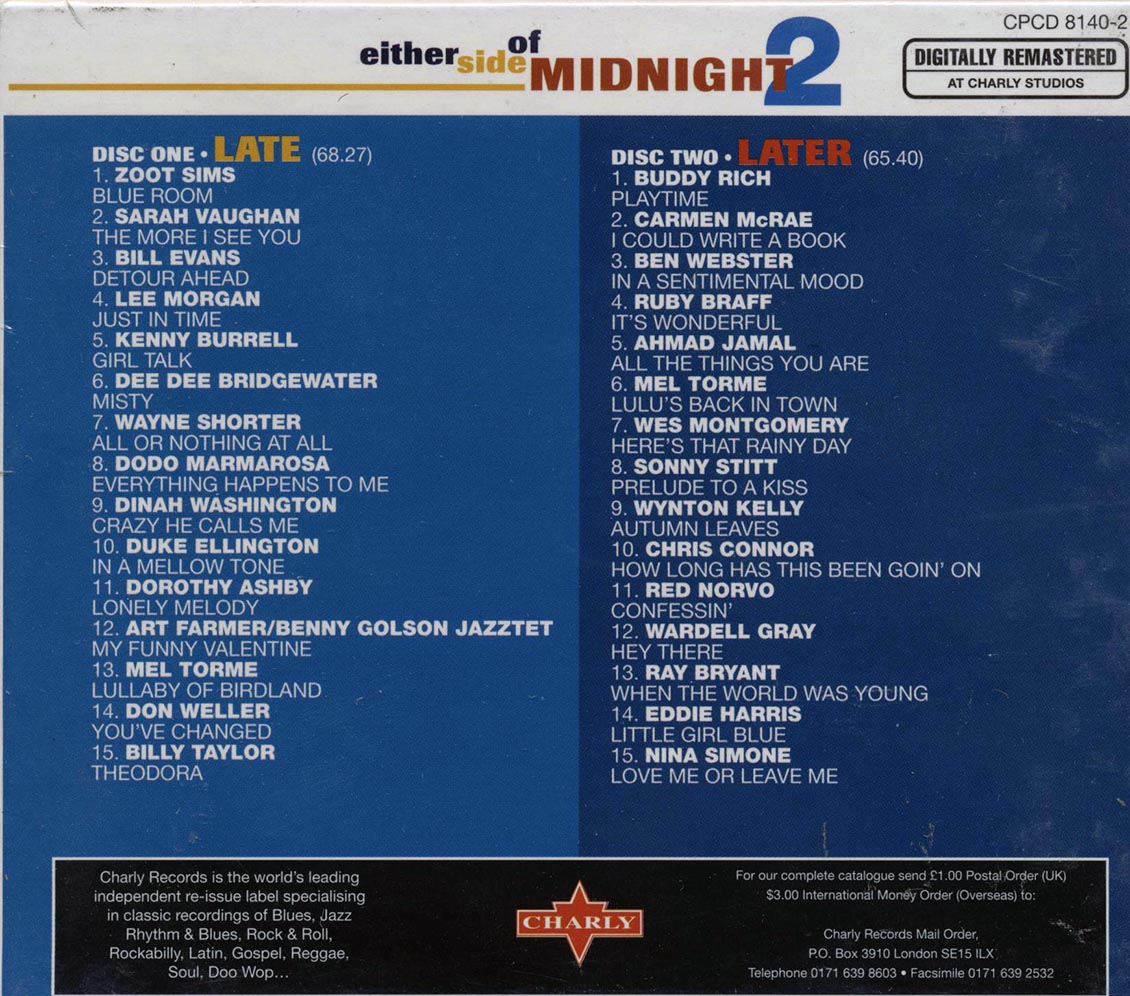 Zoot Sims, Sarah Vaughan, Bill Evans, Wayne Shorter, Etc. - Either Side Of Midnight 2: 30 More Cool Jazz Classics (30 tracks) (2xCD) (box set)