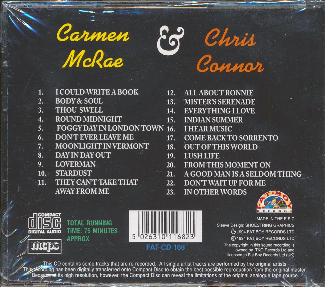 Carmen McRae, Chris Connor - Live At The Flamingo Club + The Magic Of Chris Connor (2 albums on 1 CD) (23 tracks)
