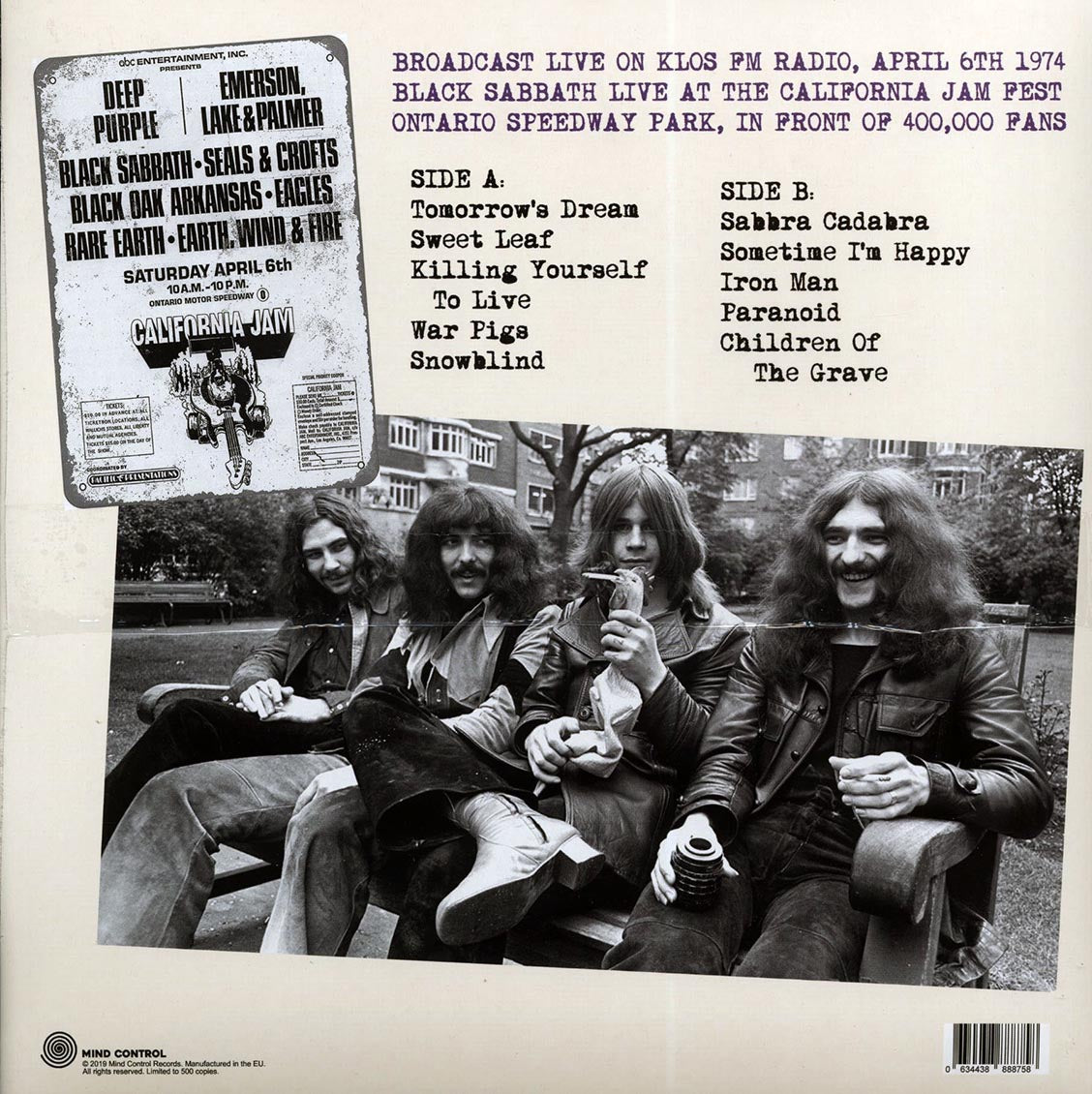 Black Sabbath - Live From The Ontario Speedway Park, April 6th 1974: KLOS-FM Broadcast (ltd. 500 copies made)