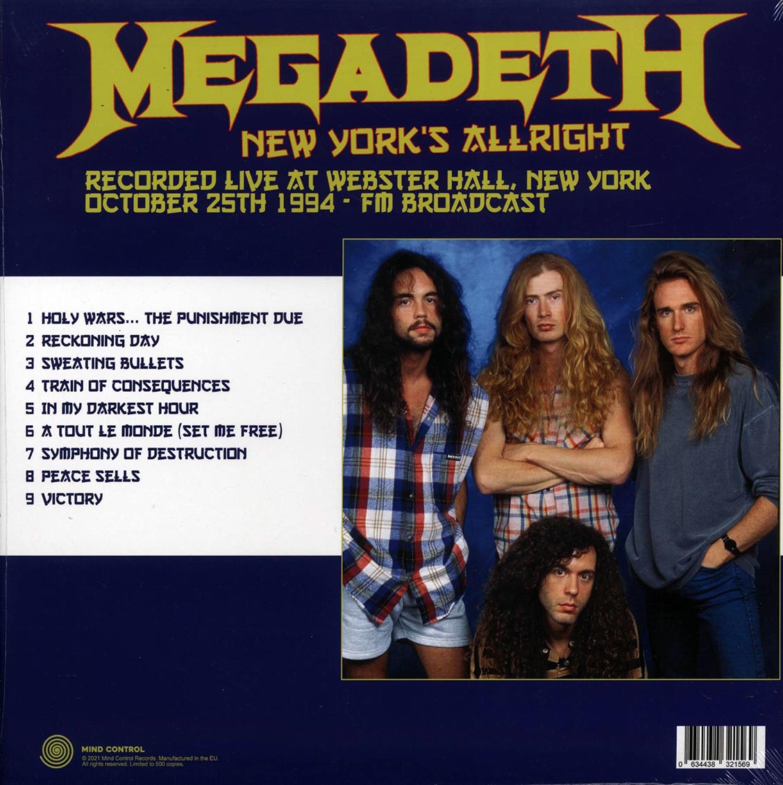 Megadeth - New York's Alright: Recorded Live At Webster Hall, New York, October 25th 1994 FM Broadcast (ltd. 500 copies made)