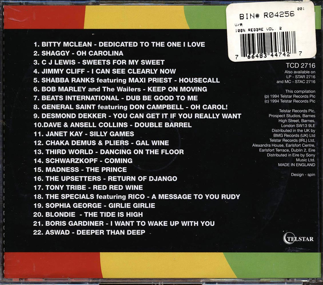 Bitty McLean, Jimmy Cliff, Shaggy, Chaka Demus & Pliers, Etc. - 100% Reggae Volume 2