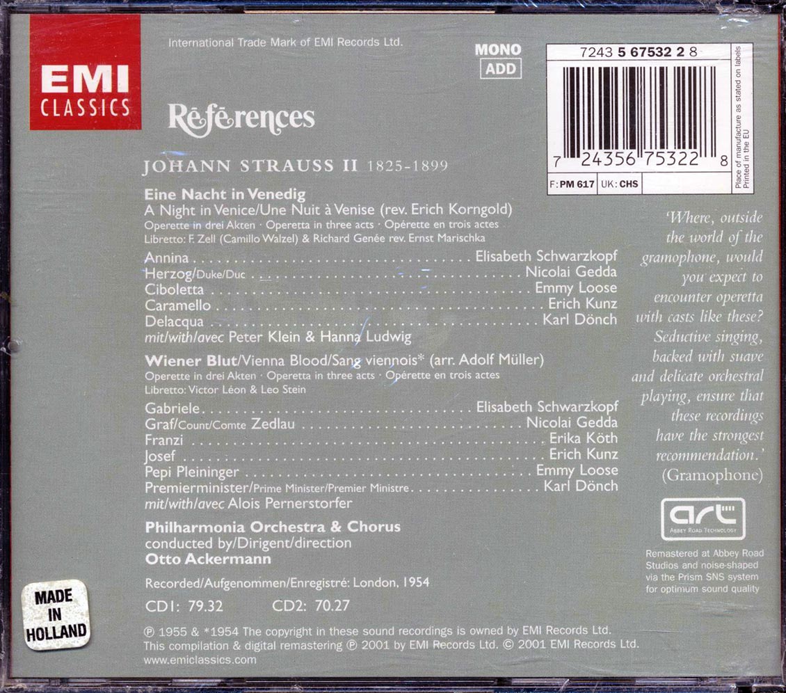 Johann Strauss Jr., Elisabeth Schwarzkopf, Nicolai Gedda, Etc. - References (2xCD)
