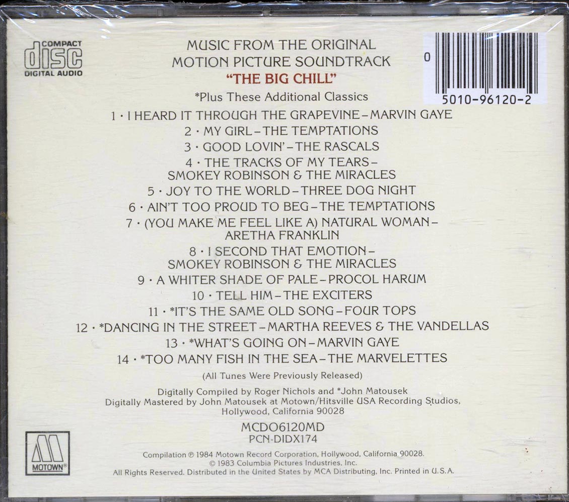 Marvin Gaye, The Temptations, The Rascals, Three Dog Night, Etc. - The Big Chill: Original Motion Picture Soundtrack