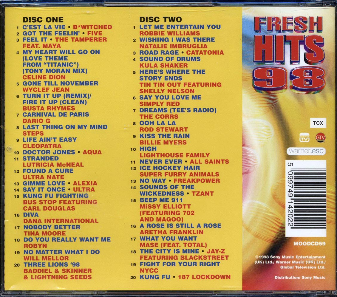 Celine Dion, Wyclef Jean, Five, Etc. - Fresh Hits 98 (40 tracks) (2xCD)