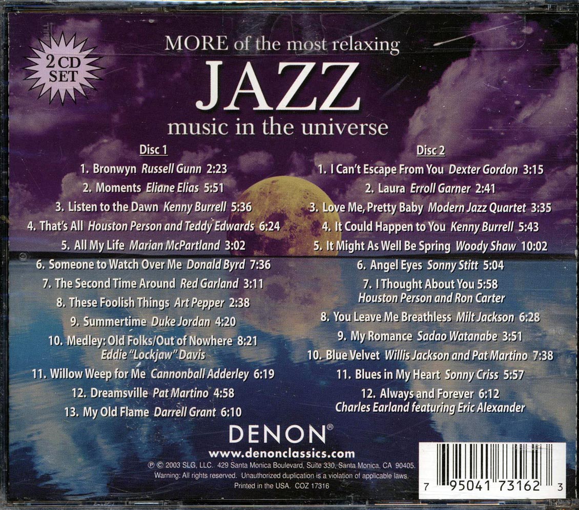 Russell Gunn, Eliane Elias, Kenny Burrell, Art Pepper, Etc. - More Of The Most Relaxing Jazz Music In The Universe (25 tracks) (2xCD)