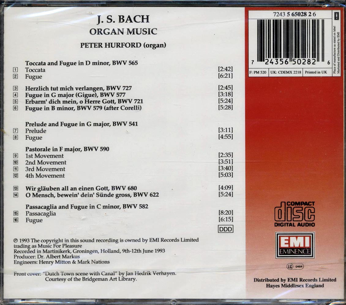 Peter Hurford - Playing Organs Of Bach's Time Volume 1