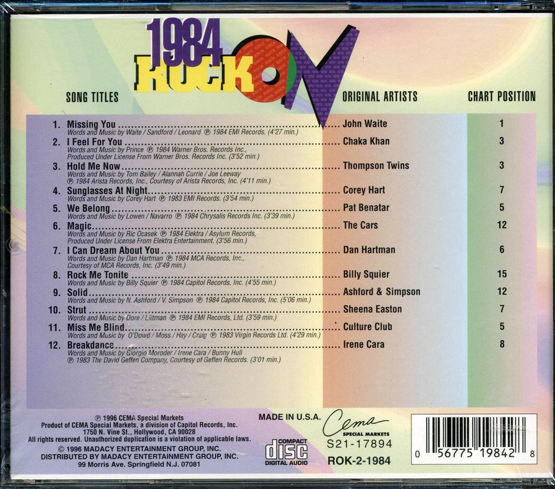 Billy Squier, The Cars, Chaka Khan, Thompson Twins, Etc. - Rock On 1984