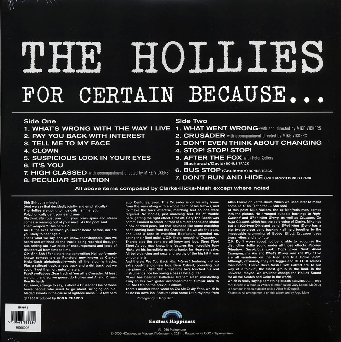 The Hollies - For Certain Because