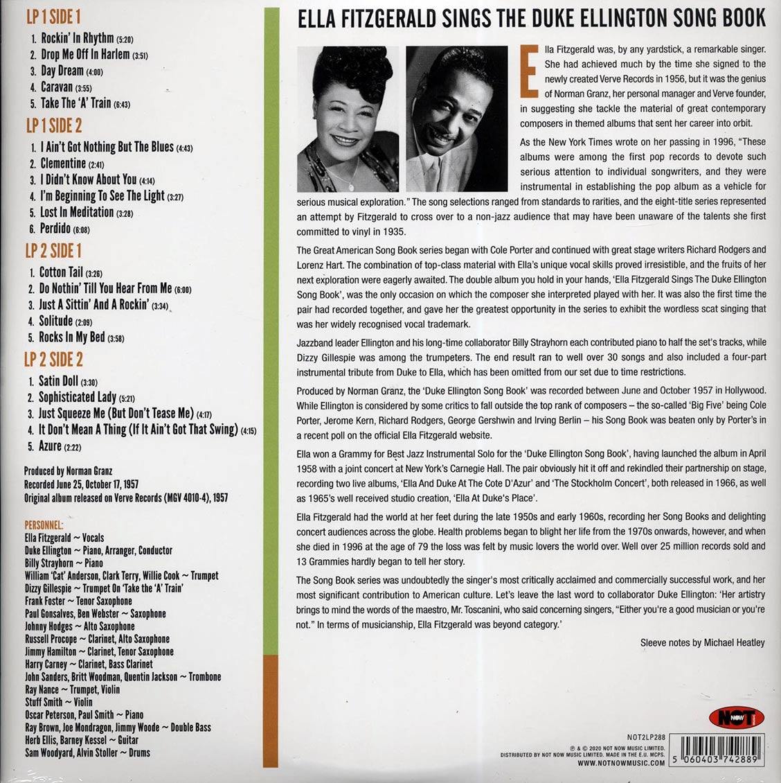 Ella Fitzgerald - Ella Fitzgerald Sings The Duke Ellington Songbook (2xLP) (180g)
