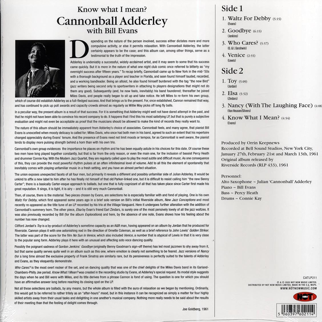 Cannonball Adderley, Bill Evans - Know What I Mean? (180g)