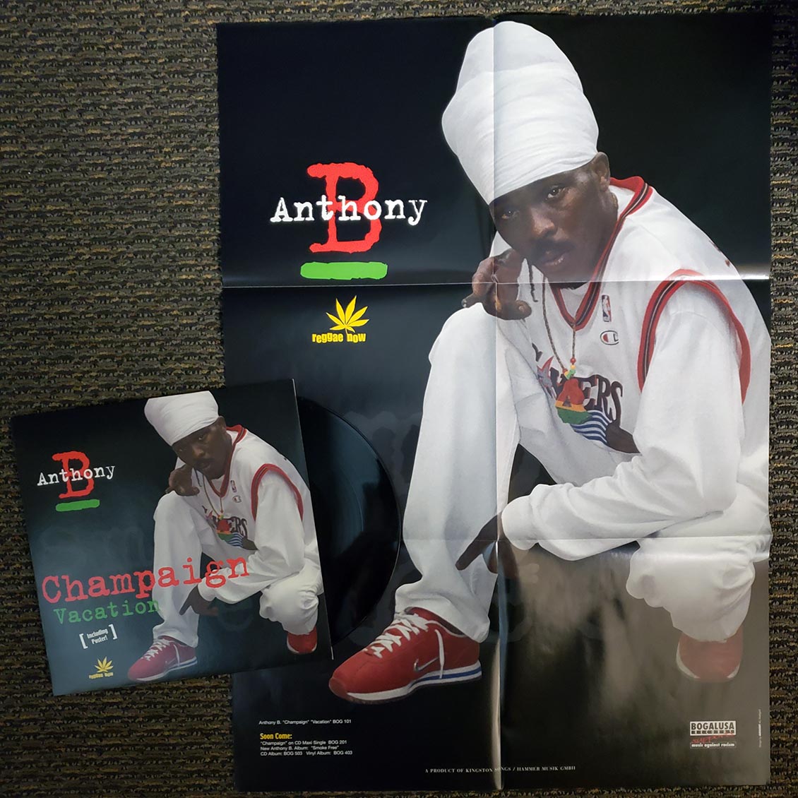 Anthony B - Champaign; Champaign Irie Instrumental Mix  /  Anthony B - Vacation; Champaign Backyard Mix (INCLUDES POSTER) (orig. press)