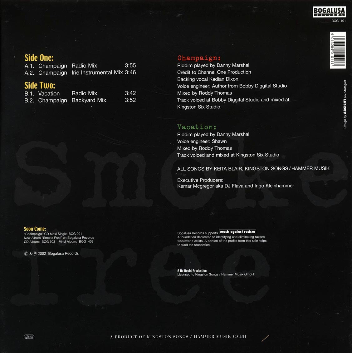 Anthony B - Champaign; Champaign Irie Instrumental Mix  /  Anthony B - Vacation; Champaign Backyard Mix (INCLUDES POSTER) (orig. press)