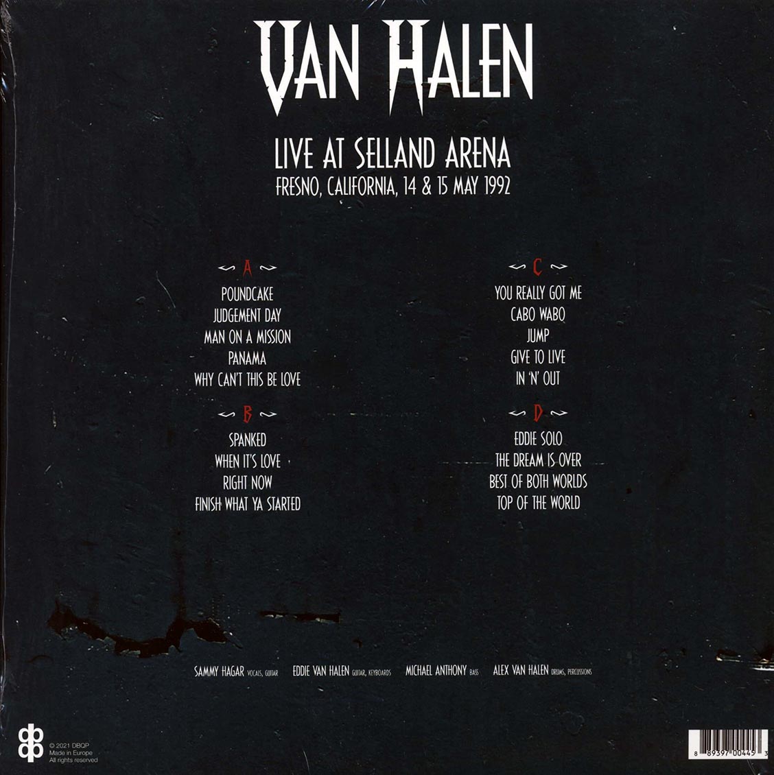Van Halen - Live At Selland Arena, Fresno, California, 14 & 15 May 1992 (2xLP)