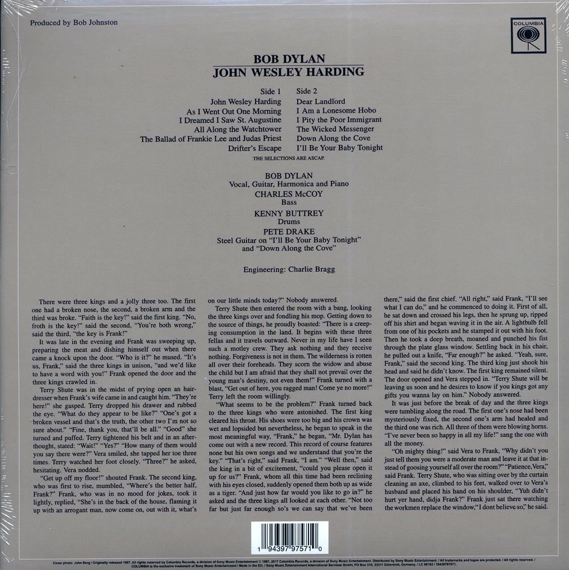 Bob Dylan - John Wesley Harding (stereo) (white vinyl)